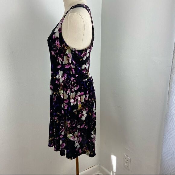 Hot Topic Black Velvet Asian Floral Print Dress Dark Fairy Punk Goth Y2K Grunge - Picture 6 of 10